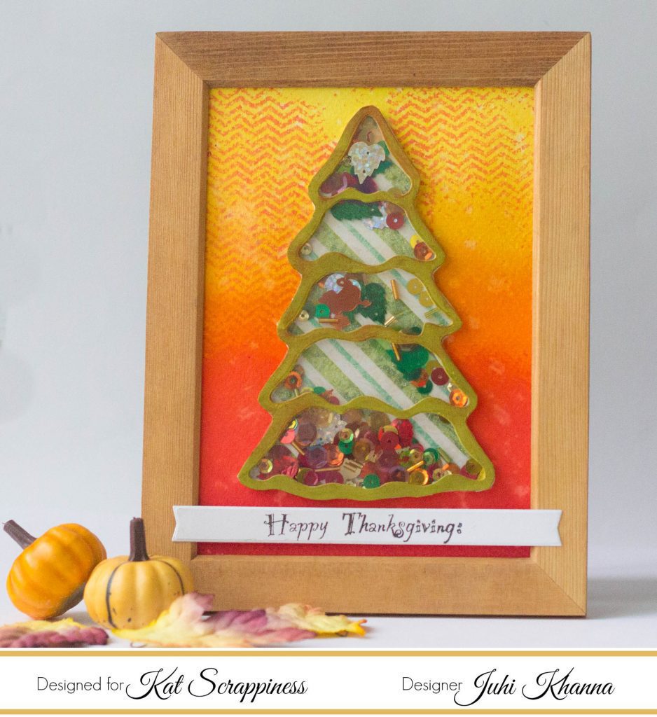 Fall Shaker Card with Kat Scrappiness Christmas Tree Die