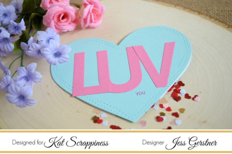 Conversation Heart Card by Jess Gerstner featuring Kat Scrappiness Wonky Wavy Stitched Hearts