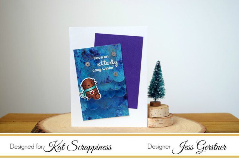 Lawn Fawn Winter Otter Card by Jess Crafts featuring Kat Scrappiness Dies