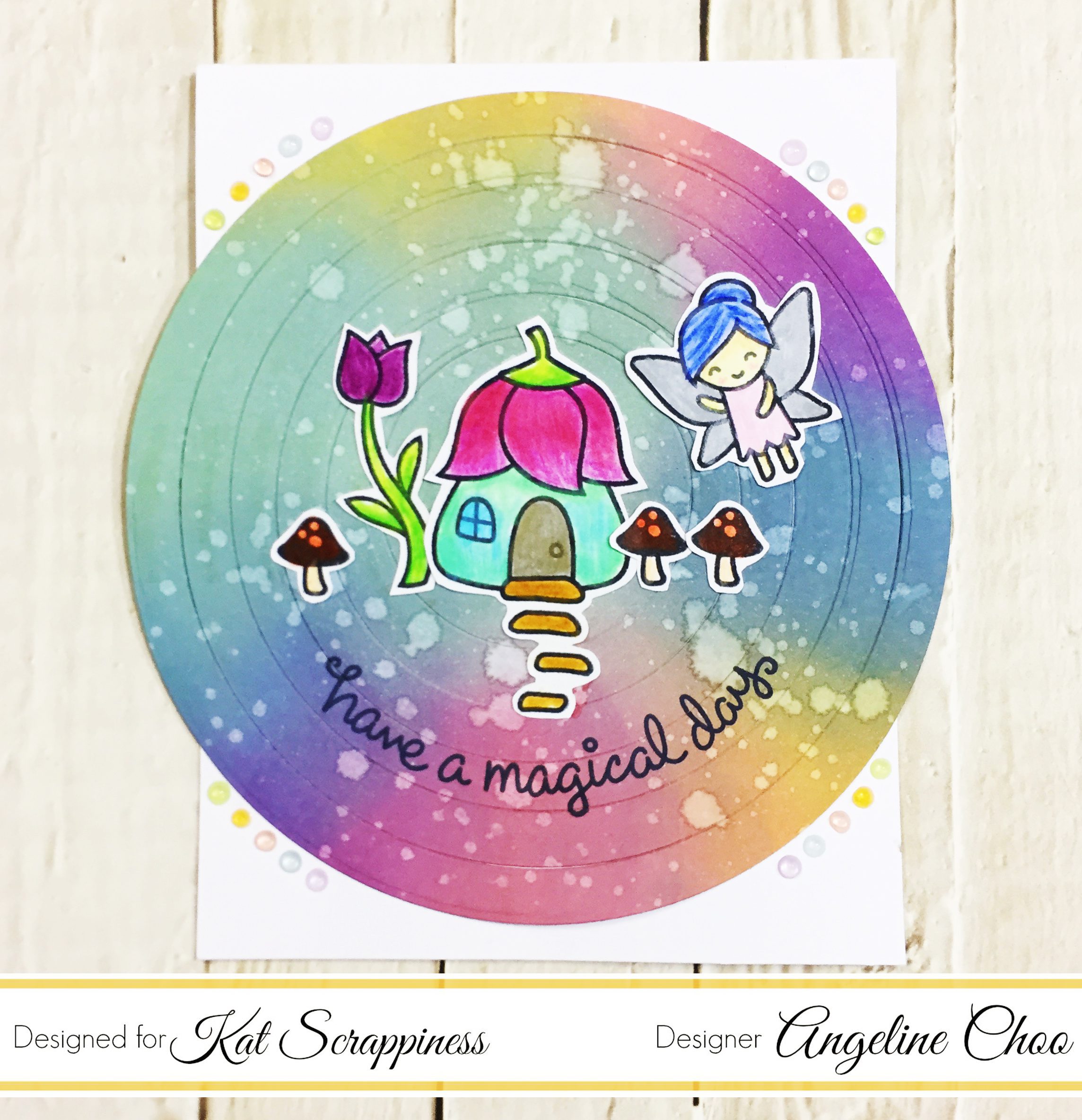 Rainbow Oxide Fairy Circle Card with Angeline