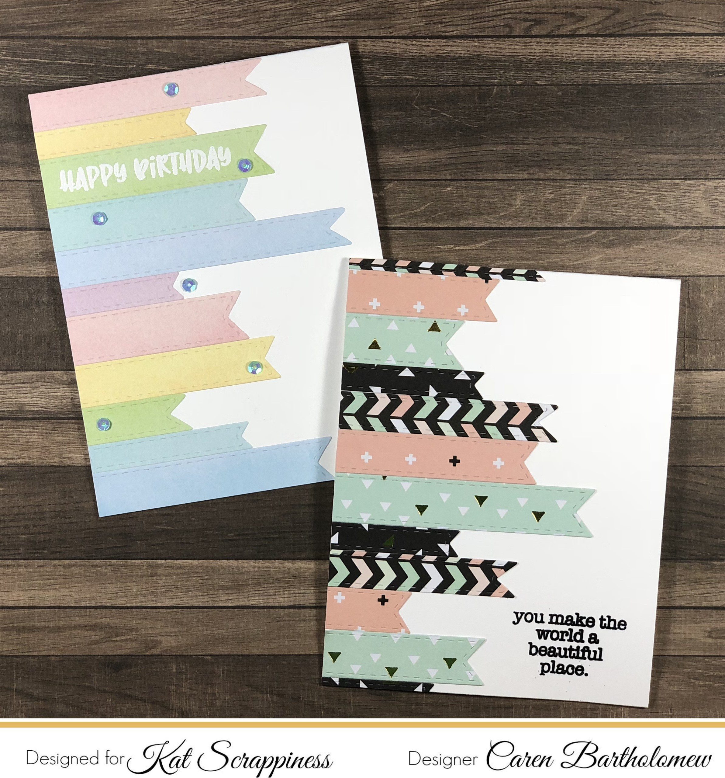 Stitched Fishtail Banners – Two Cards