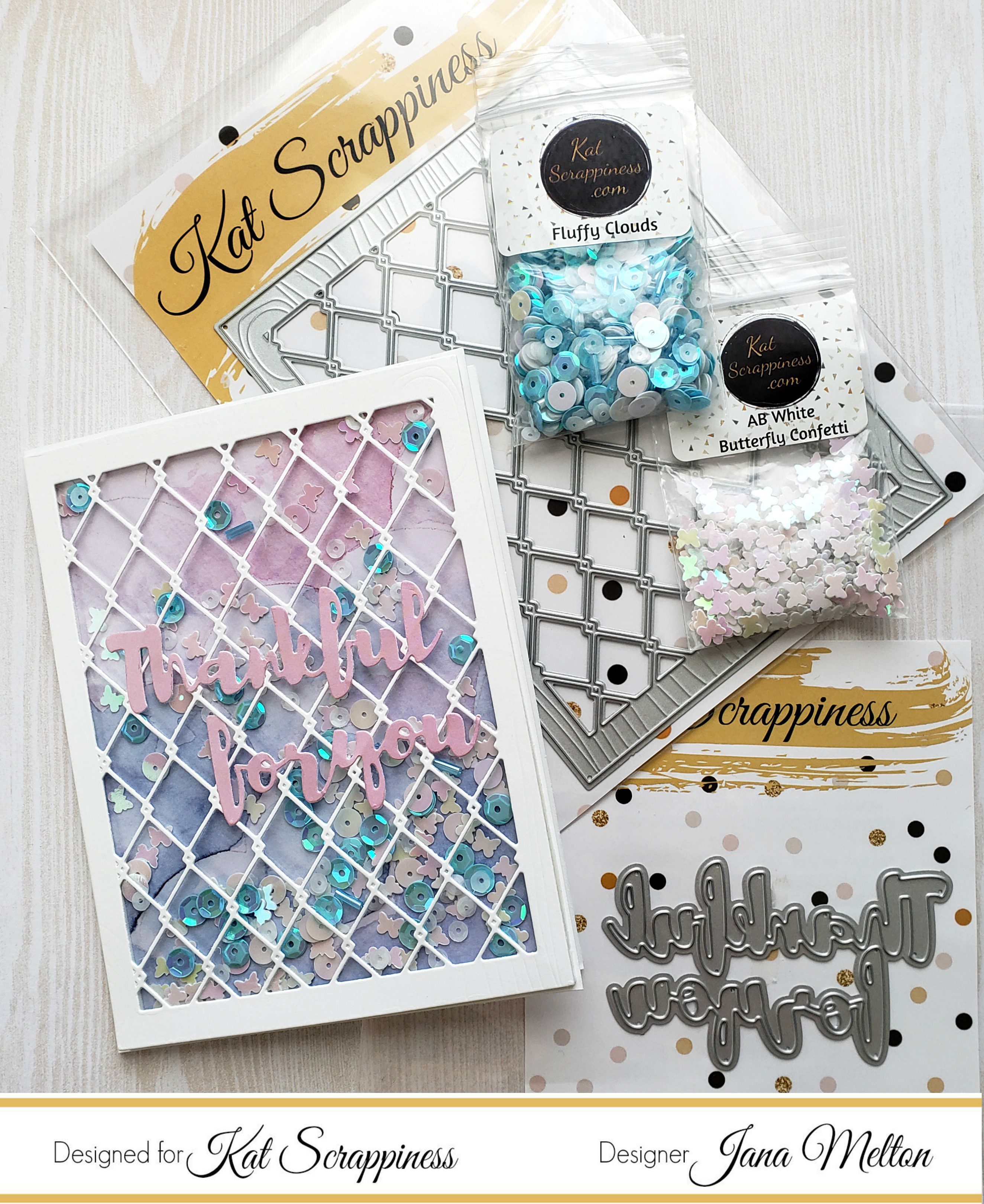 Thankful You” Shaker Card featuring Wood Grain Diamond Wire Die by Kat | Kat Scrappiness Blog