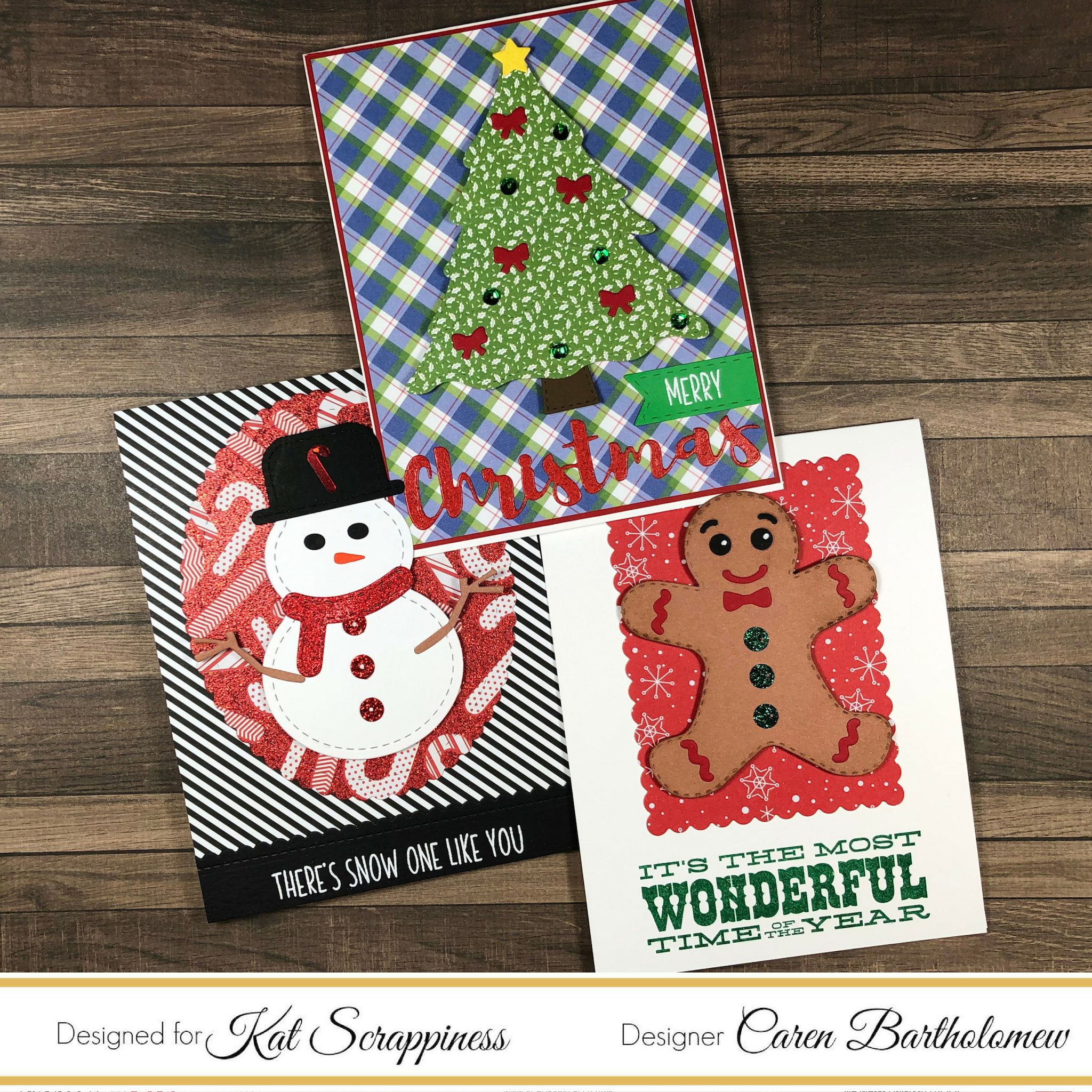 Stitched and Layered Dies – Snowman, Gingerbread Man, Christmas Tree