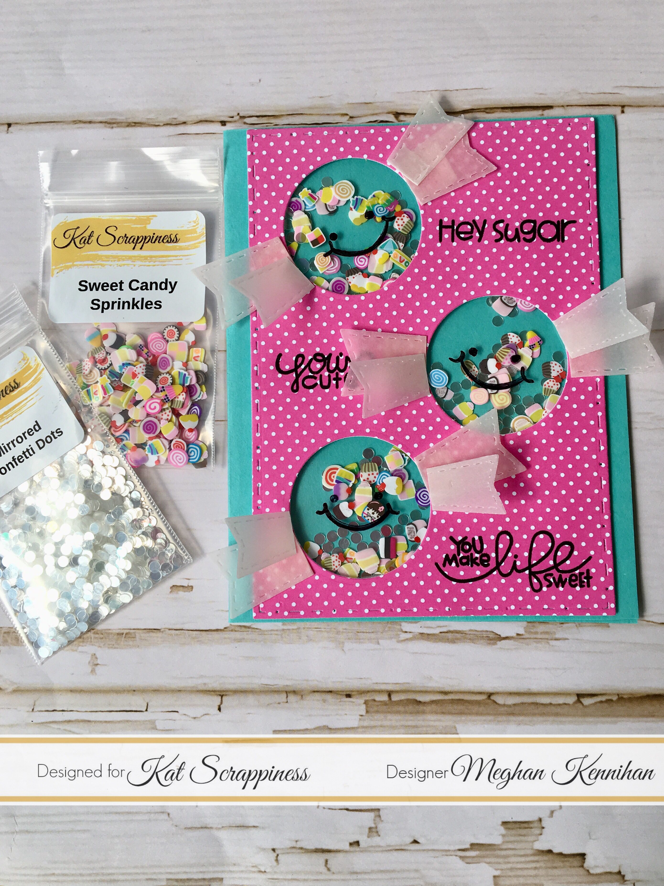 Kat Scrappiness September Card Challenge: Sequins & Sprinkles + August Winners & LABOR DAY SALE