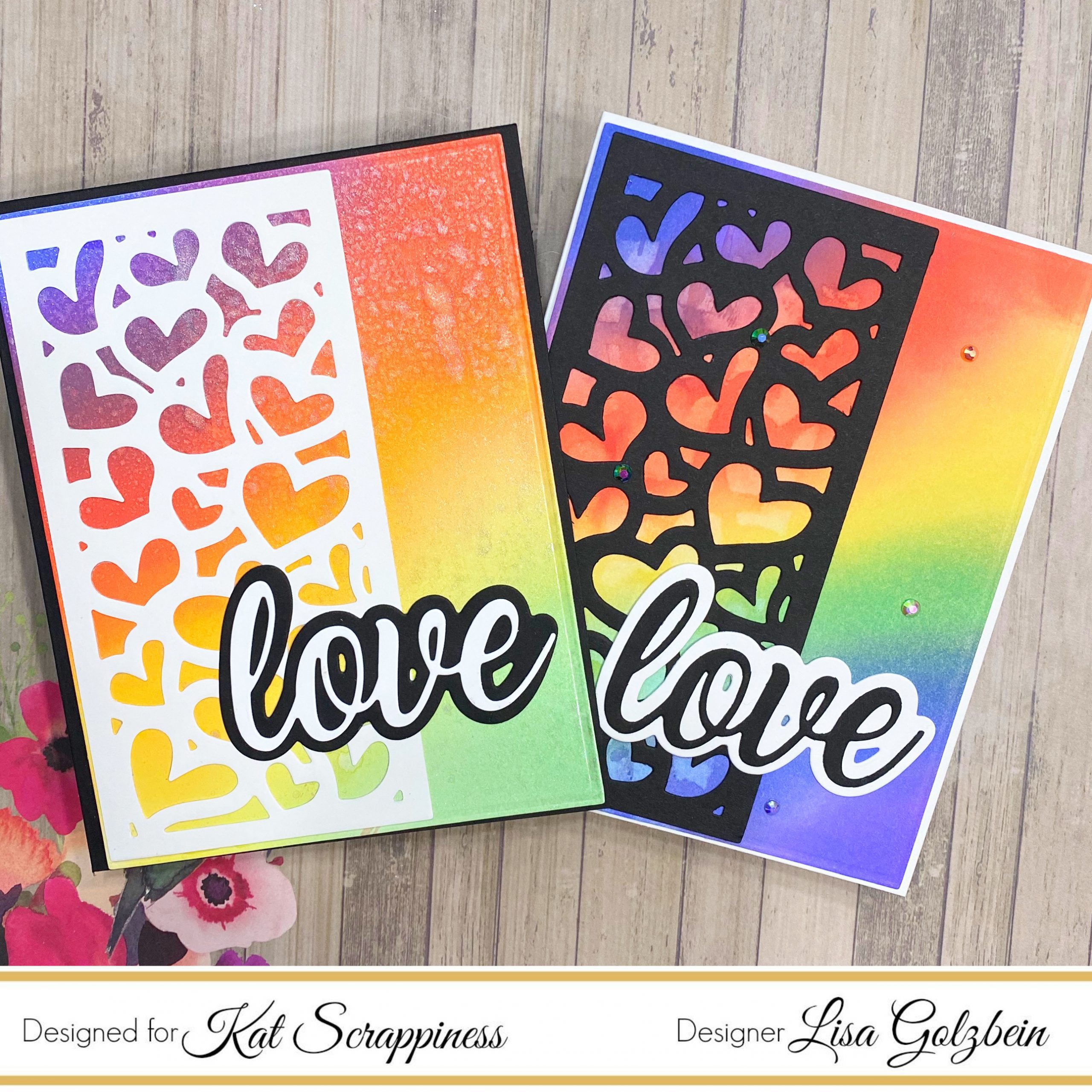 Rainbow Cards with Heart Panel Die and Video