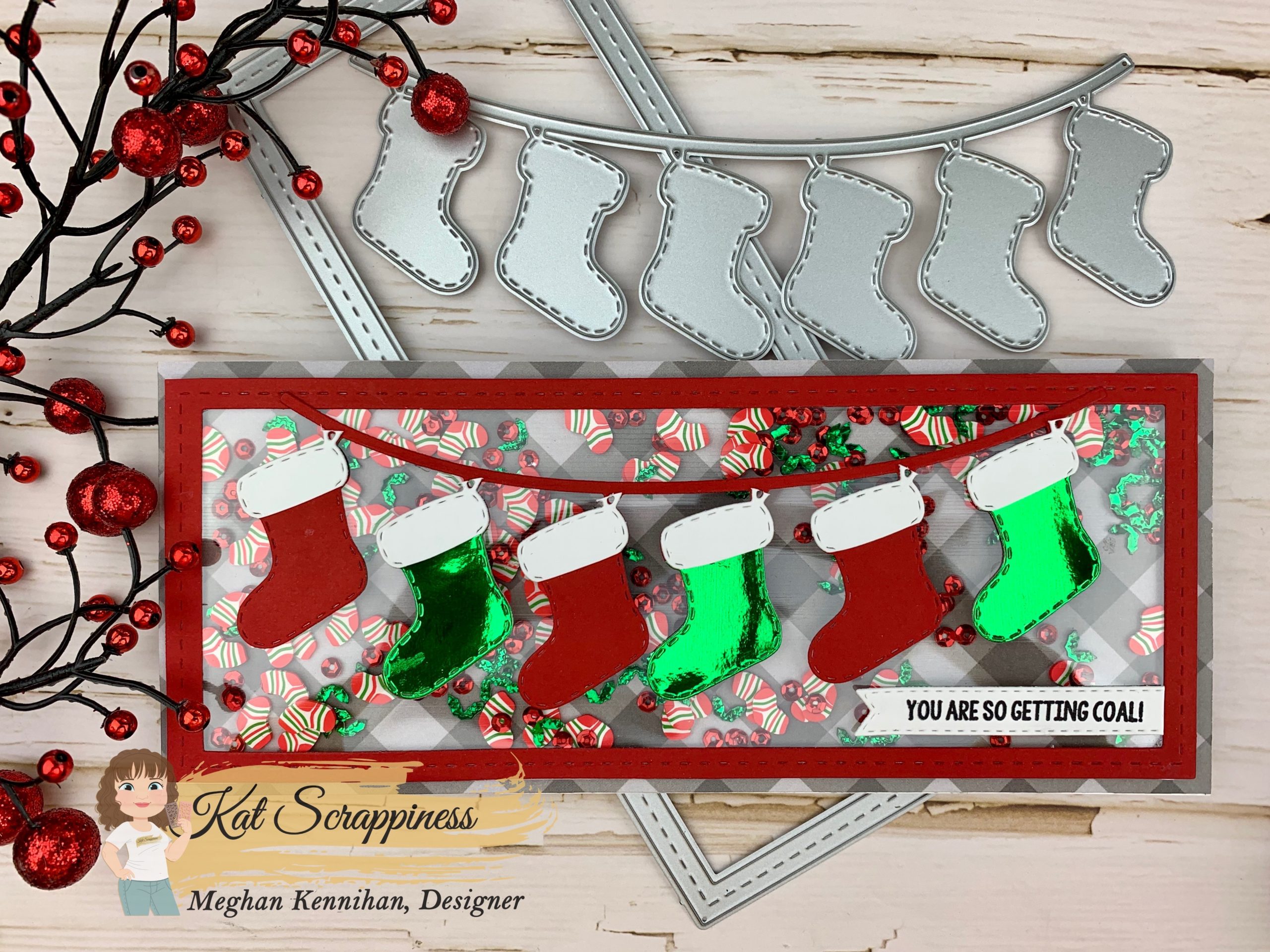 Slimline Christmas Shakers with Kat Scrappiness Sprinkles & Sequin Mixes