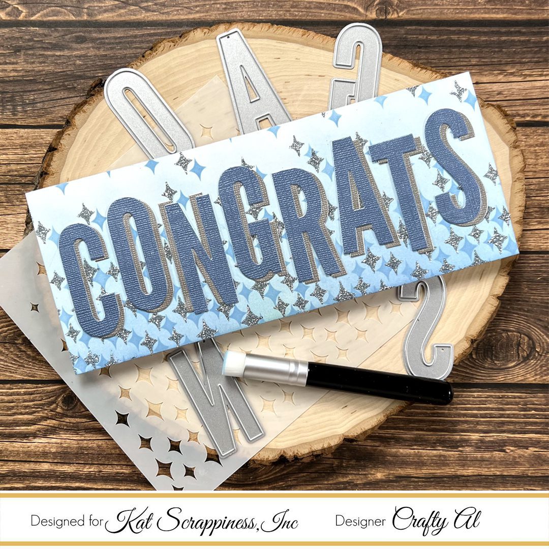 Slimline Graduation Card | Adding Glitter with a Stencil | Call Me Crafty Al