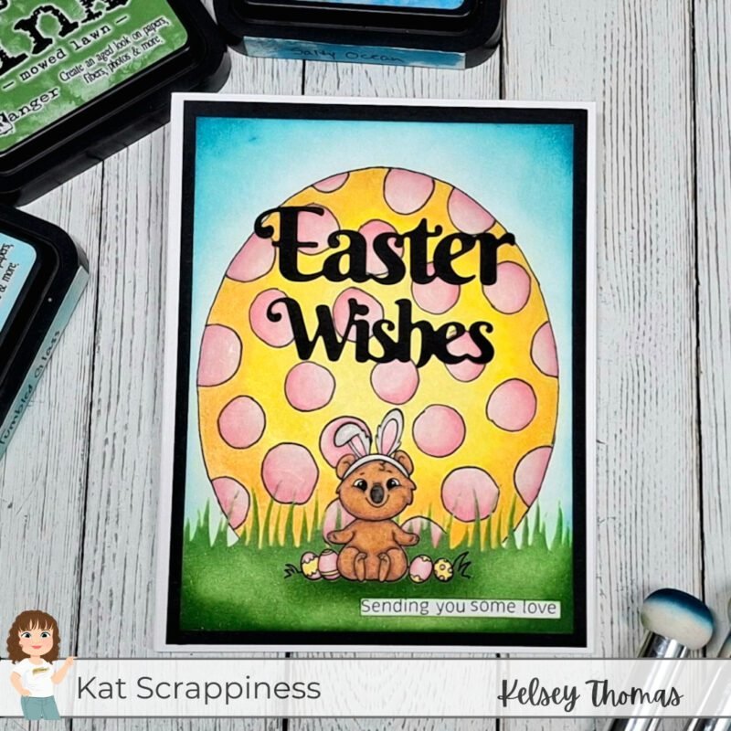 Easter Wishes card using Easter Quokkas Stamp Set by Kelsey Thomas