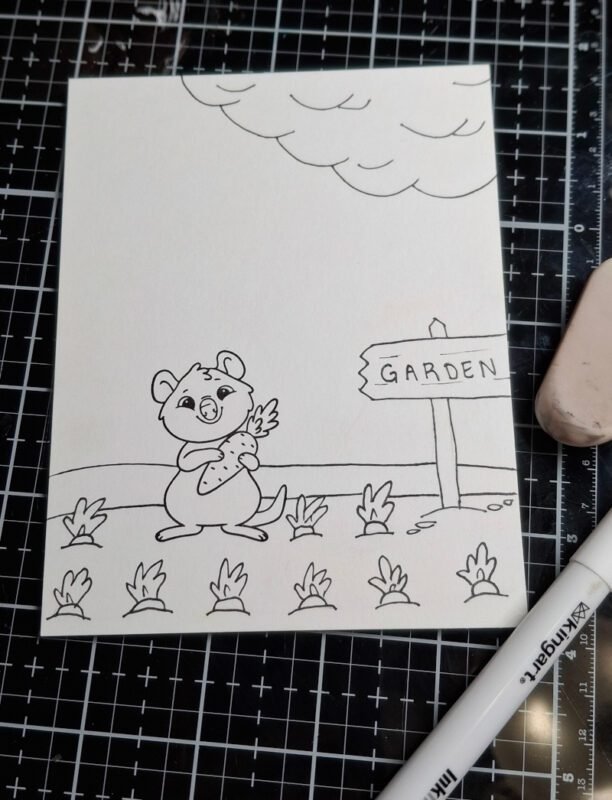 The pencil lines have been traced over with a fine line black marker. 