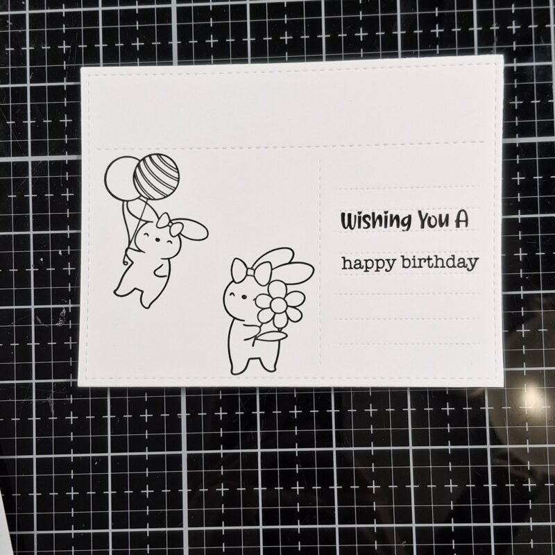 The sentiment "Wishing you a happy birthday" was stamped using the Hippity Hoppity Sentiments stamp set and Everyday Brushstrokes stamp set. 