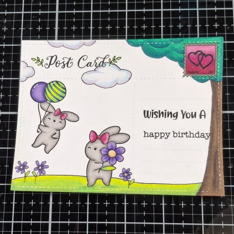 The scene has been colored using Prismacolor colored pencils. 